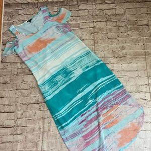 Ilove Ronson multiple color print cold shoulder dress size 8